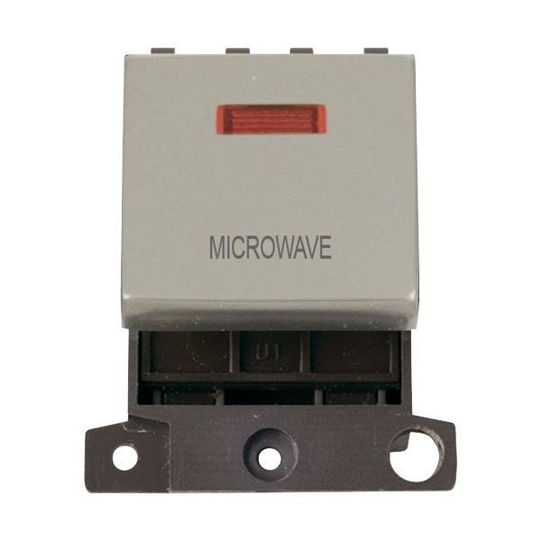 Click MD023PN-MW MiniGrid Pearl Nickel Ingot 20A Twin Width 2 Pole Neon MICROWAVE Switch Module