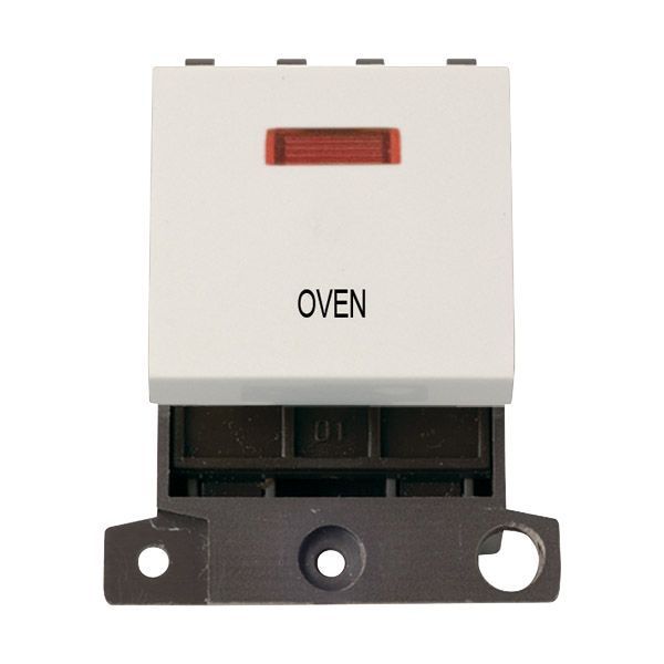Click MD023PW-OV MiniGrid Polar White Ingot 20A Twin Width 2 Pole Neon OVEN Switch Module
