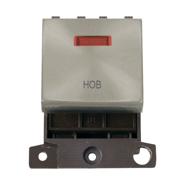 Click MD023SC-HB MiniGrid Satin Chrome Ingot 20A Twin Width 2 Pole Neon HOB Switch Module
