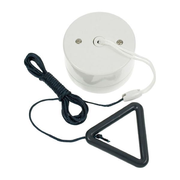 Click PRC210AG Mode Part M Polar White 2 Way 10AX Pull Cord Switch - Grey Cord and Bangle
