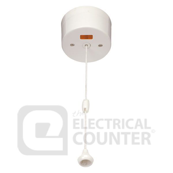 16A DP Pull Cord Polar White Switch with Neon