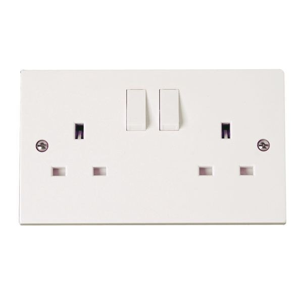 Click PRW606 Polar White 2 Gang 13A 1 Pole Switched Socket