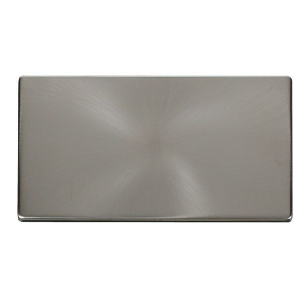 Click SCP061BS Definity Brushed Steel Screwless 2 Gang Blank Cover Plate