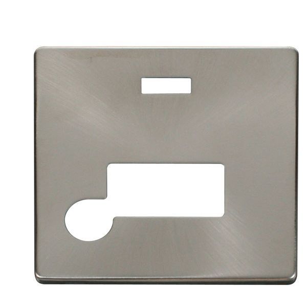 Click SCP153BS Brushed Steel Definity Screwless 13A Flex Outlet Neon Fused Spur Unit Cover Plate