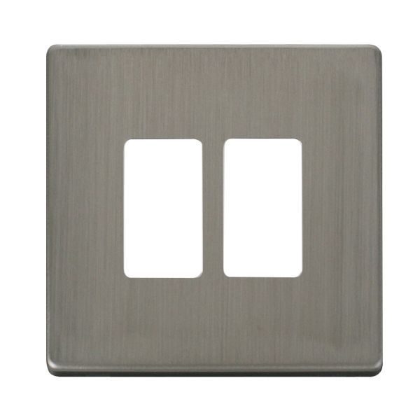 Click SCP20402SS GridPro Stainless Steel Screwless 2 Gang Definity Front Plate