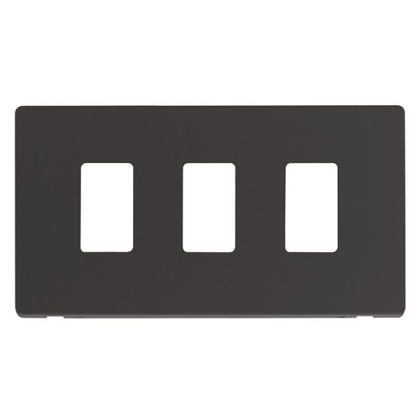 Click SCP20403BK GridPro Black Screwless 3 Gang Definity Front Plate