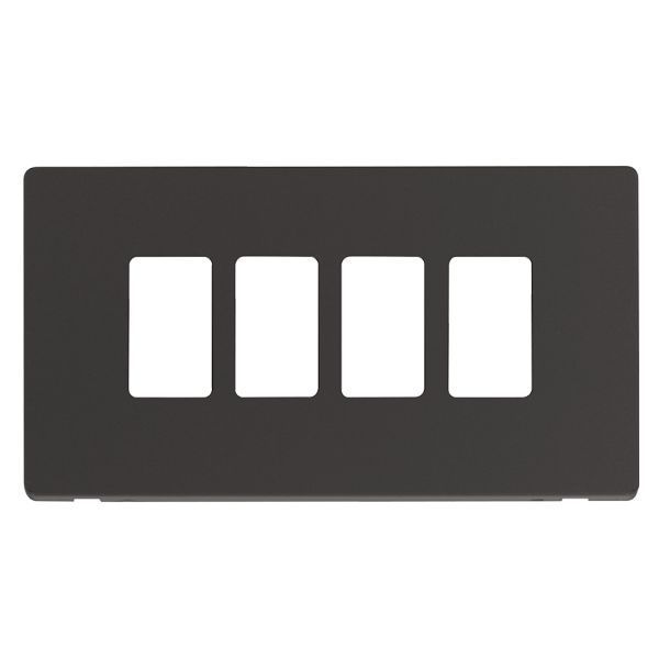 Click SCP20404BK GridPro Black Screwless 4 Gang Definity Front Plate
