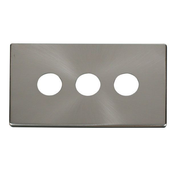 Click SCP223BS Brushed Steel Definity Screwless 3 Gang Toggle Switch Cover Plate