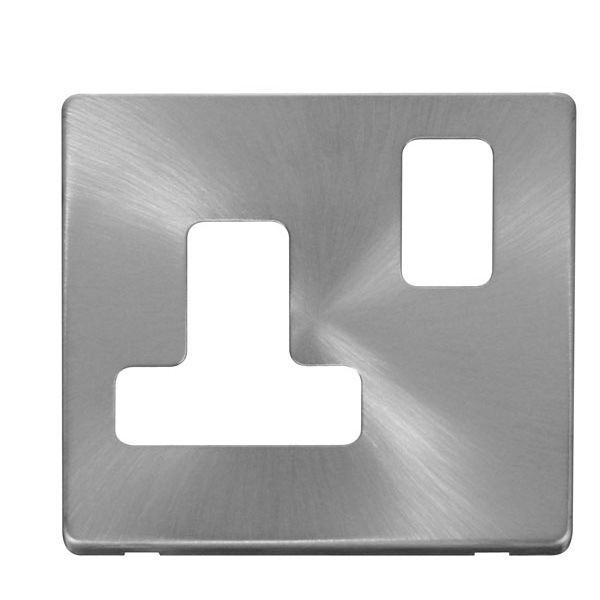 Click SCP234BS Brushed Steel Definity Screwless 1 Gang 15A Round Pin Switched Socket Cover Plate