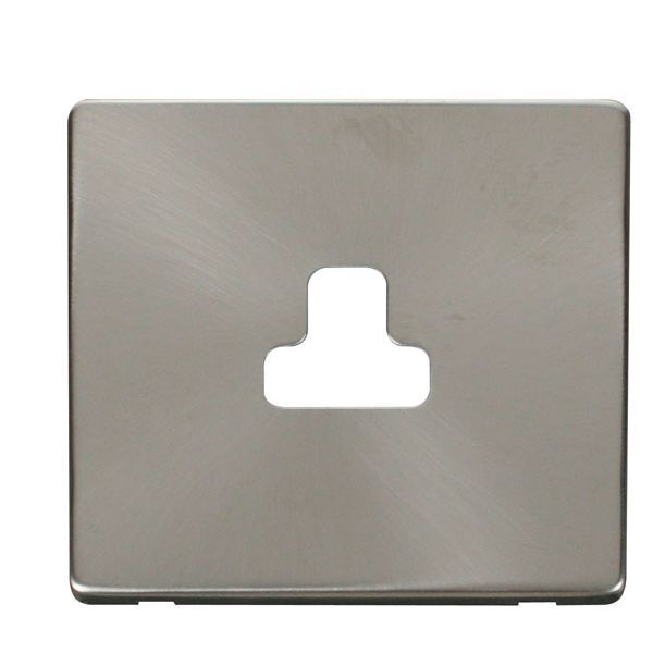 Click SCP239BS Brushed Steel Definity Screwless 1 Gang 2A Round Pin Socket Cover Plate