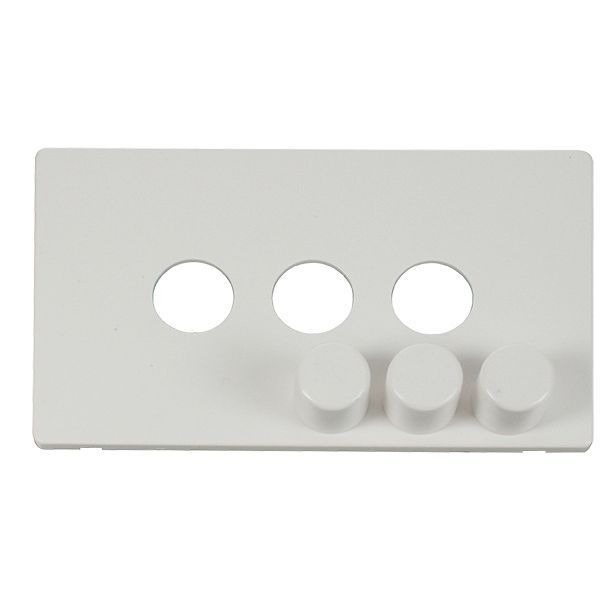 Click SCP243MW Matt White Definity Screwless 3 Gang Dimmer Switch Cover Plate