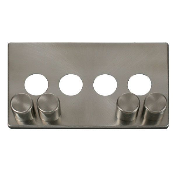 Click SCP244BS Brushed Steel Definity Screwless 4 Gang Dimmer Switch Cover Plate