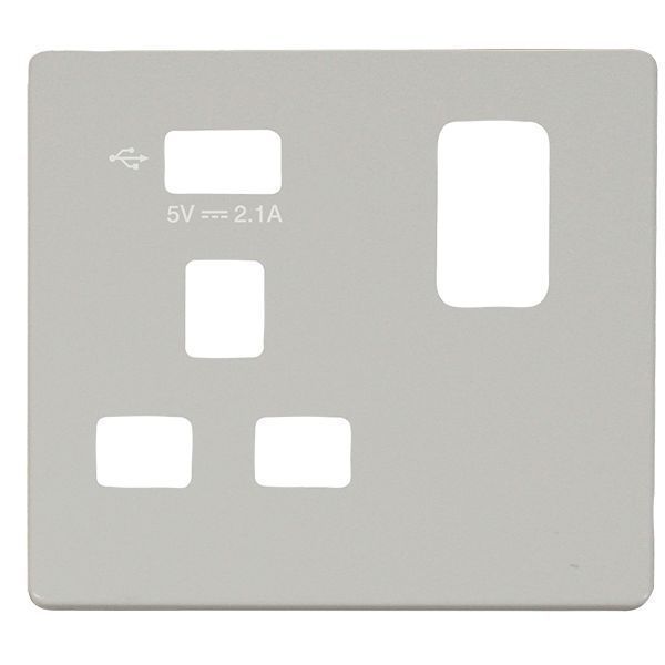 Click SCP471UPW Polar White Definity Screwless 1 Gang 13A 1x USB-A Switched UK Socket Cover Plate