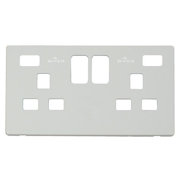 Click SCP480MW Matt White Definity Screwless 2 Gang 13A 2x USB-A Switched UK Socket Cover Plate