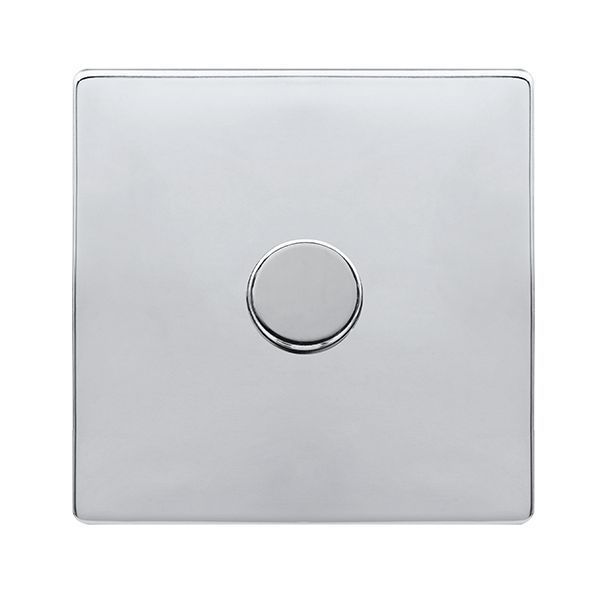 Click SFCH161 Definity Complete Polished Chrome Screwless 1 Gang 100W 2 Way Trailing Edge Dimmer Switch