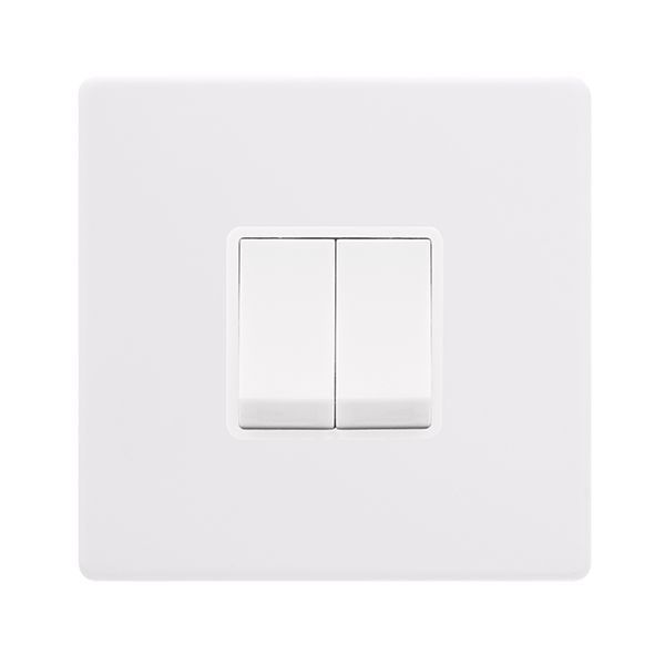 Click SFPW012PW Definity Complete Polar White Screwless 2 Gang 10AX 2 Way Plate Switch