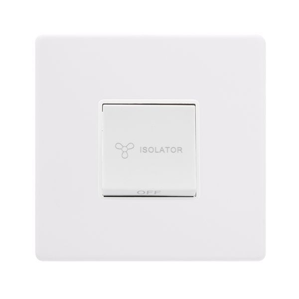 Click SFPW020PW Definity Complete Polar White Screwless 1 Gang 10A 3 Pole Fan Isolation Plate Switch