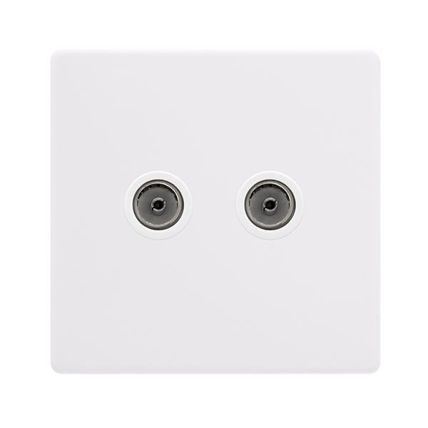 Click SFPW066PW Definity Complete Polar White Screwless 2 Gang Non-Isolated Coaxial Outlet