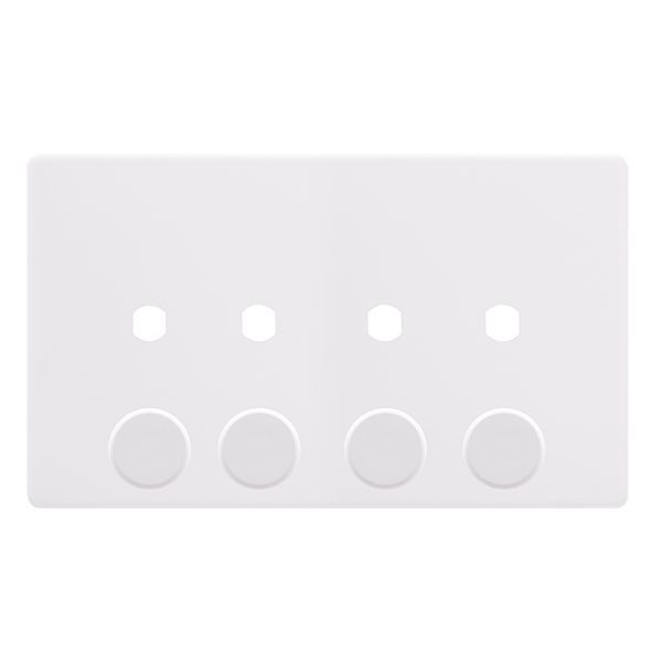 Click SFPW144PL Definity Complete Polar White Screwless 2 Gang 4 Aperture Unfurnished Dimmer Plate