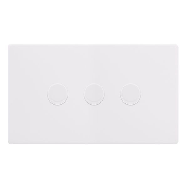 Click SFPW163 Definity Complete Polar White Screwless 3 Gang 100W 2 Way Trailing Edge Dimmer Switch