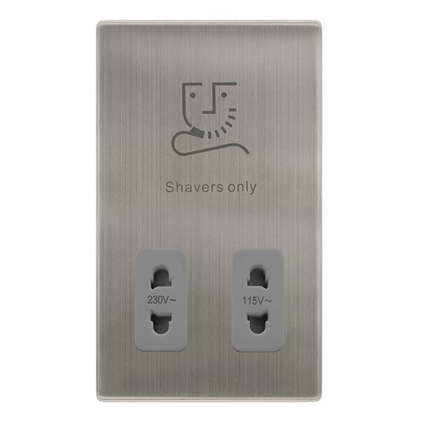 Click SFSS100GY Definity Complete Stainless Steel Screwless 115-230V Dual Voltage Shaver Socket - Grey Insert
