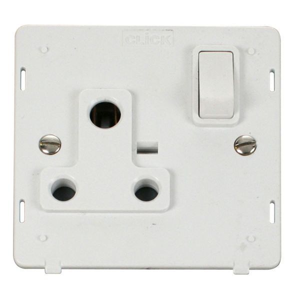 Click SIN034PW White Definity 15A Switched Round Pin Socket Outlet Insert - White Insert
