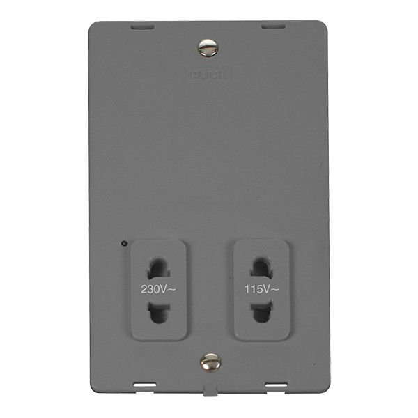 Click SIN100GY Grey Definity 115-230V Dual Voltage Shaver Socket Outlet Insert - Grey Insert