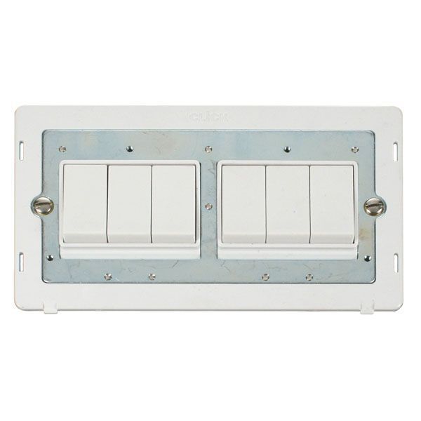 Click SIN105PW White Definity 6 Gang 10AX 2 Way Plate Switch Insert - White Insert
