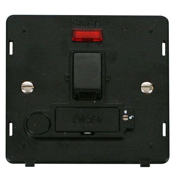 Click SIN252BK Black Definity 13A Flex Outlet Neon Lockable Switched Fused Spur Unit Insert  - Black Insert