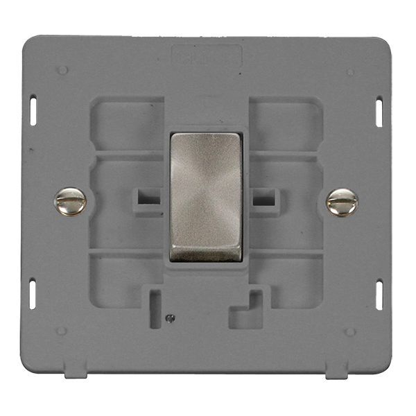 Click SIN411GYBS Brushed Steel Definity Ingot 1 Gang 10AX 2 Way Plate Switch Insert - Grey Insert