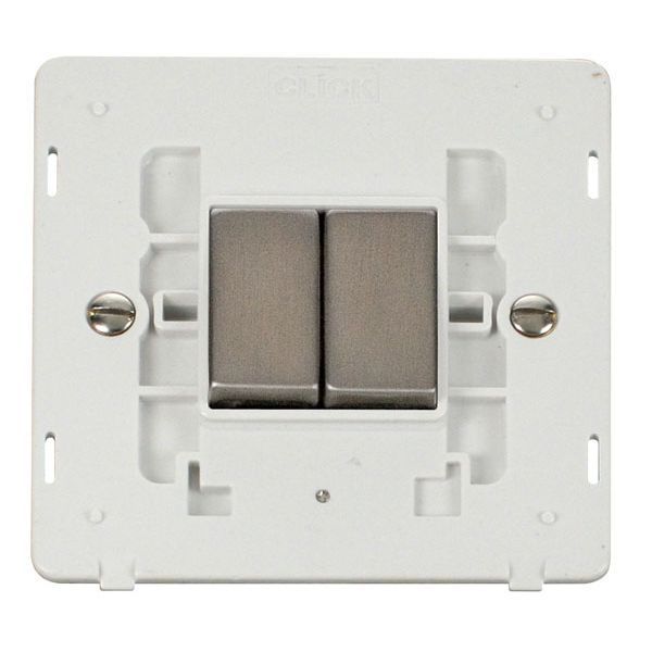 Click SIN412PWSS Stainless Steel Definity Ingot 2 Gang 10AX 2 Way Plate Switch Insert - White Insert