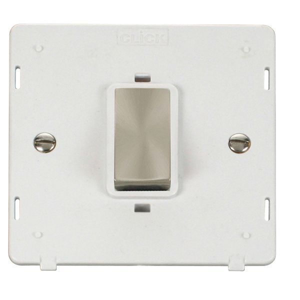 Click SIN500PWBS Brushed Steel Definity Ingot 1 Gang 45A 2 Pole Plate Switch Insert - White Insert