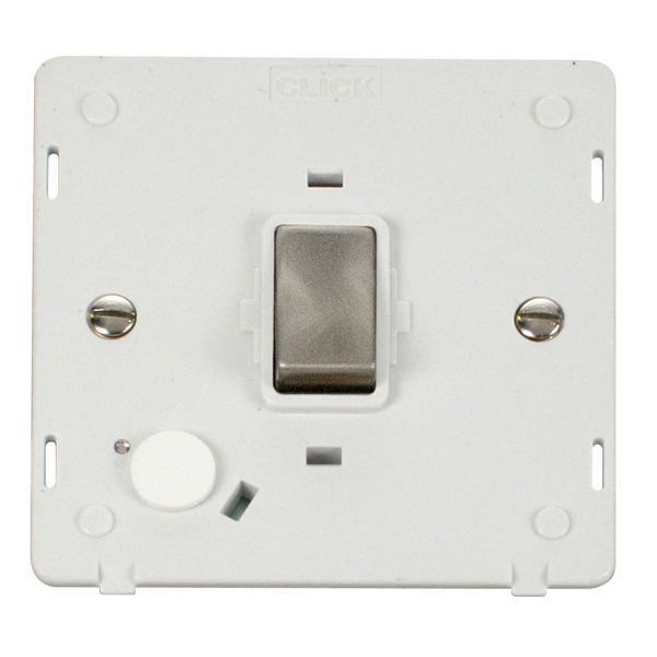 Click SIN522PWBS Brushed Steel Definity Ingot 20A 2 Pole Flex Outlet Plate Switch Insert - White Insert