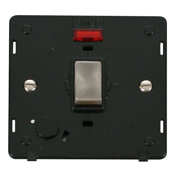 Click SIN523BKBS Brushed Steel Definity Ingot 20A 2 Pole Flex Outlet Neon Plate Switch Insert - Black Insert