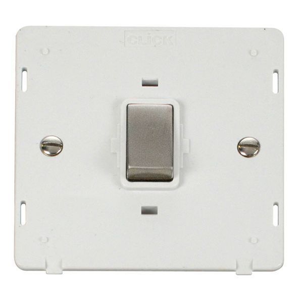 Click SIN722PWSS Stainless Steel Definity Ingot 20A 2 Pole Plate Switch Insert - White Insert