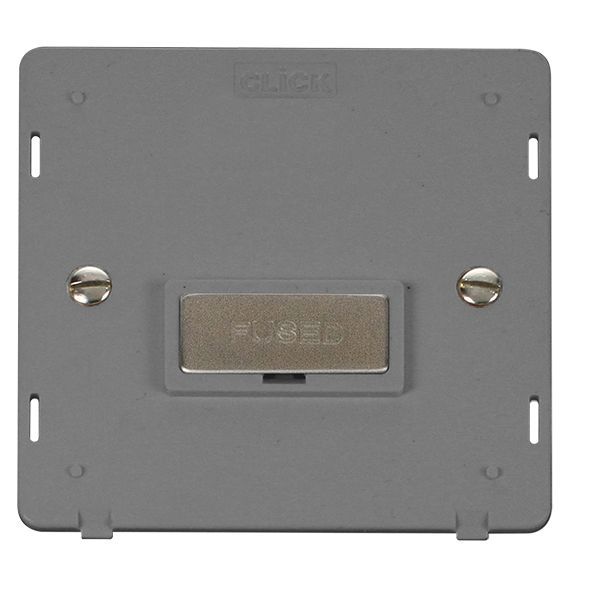 Click SIN750GYSS Stainless Steel Definity Ingot 13A Fused Spur Unit Insert - Grey Insert