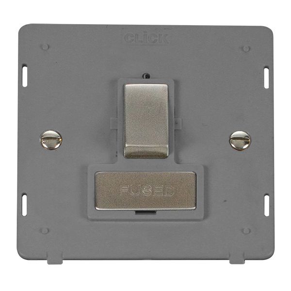 Click SIN751GYSS Stainless Steel Definity Ingot 13A 2 Pole Switched Fused Spur Unit Insert - Grey Insert