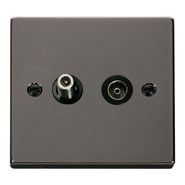 Click VPBN157BK Deco Black Nickel Isolated Co-Axial and Satellite Socket - Black Insert