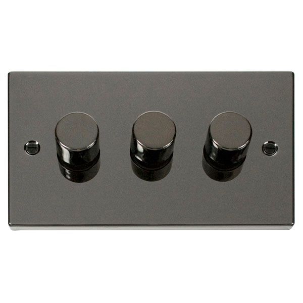 Click VPBN163 Deco Black Nickel 3 Gang 2 Way 100W LED Dimmer Switch