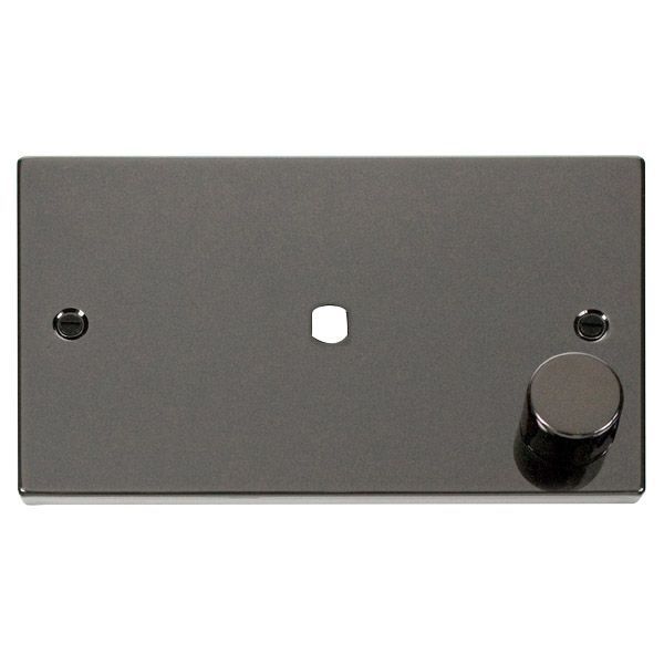 Click VPBN185 MiniGrid Black Nickel 1 Gang 1000W 1 Aperture Deco Unfurnished Dimmer Plate and Knob
