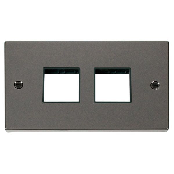 Click VPBN404BK MiniGrid Black Nickel 2 Gang 2x2 Aperture Deco Unfurnished Front Plate - Black Insert