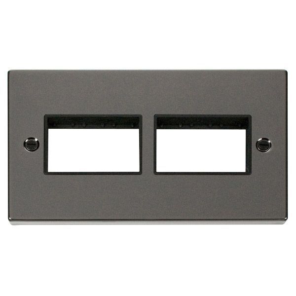 Click VPBN406BK MiniGrid Black Nickel 2 Gang 2x3 Aperture Deco Unfurnished Front Plate - Black Insert