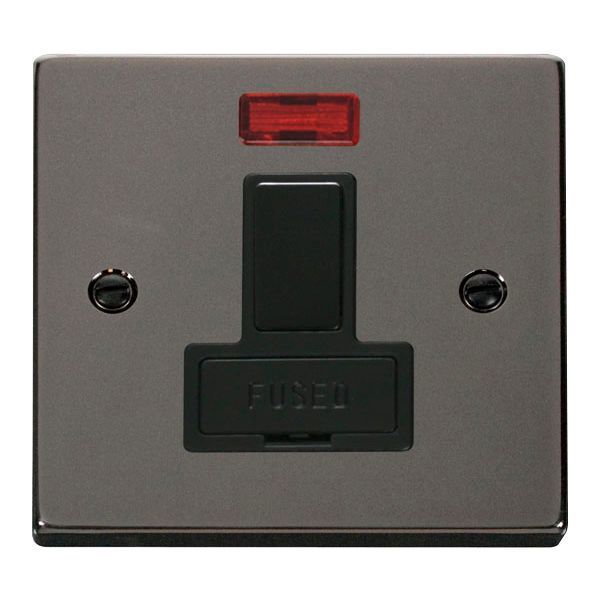 Click VPBN652BK Deco Black Nickel 13A Neon Switched Fused Spur Unit - Black Insert
