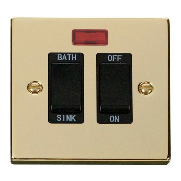 Click VPBR024BK Deco Polished Brass 20A Sink or Bath Switch - Black Insert