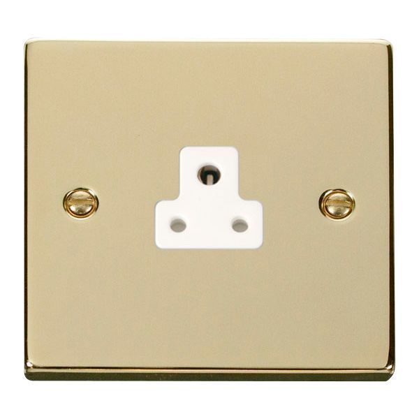 Click VPBR039WH Deco Polished Brass 2A Round Pin Socket - White Insert