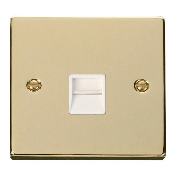 Click VPBR125WH Deco Polished Brass 1 Gang Secondary Telephone Socket - White Insert