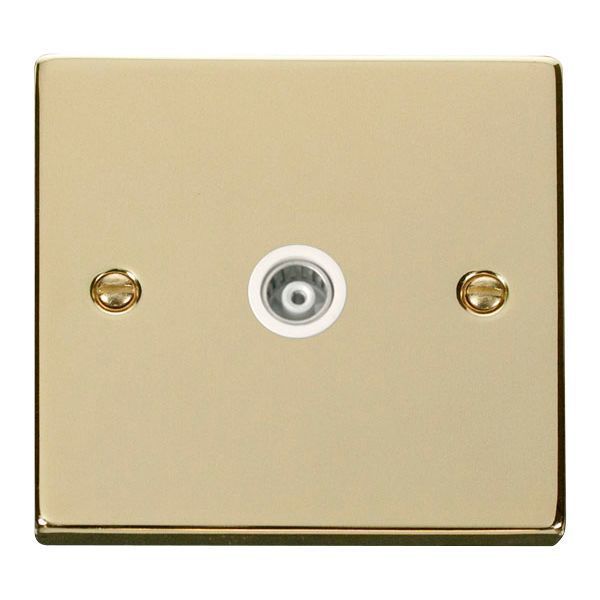 Click VPBR158WH Deco Polished Brass 1 Gang Isolated Co-Axial Socket - White Insert