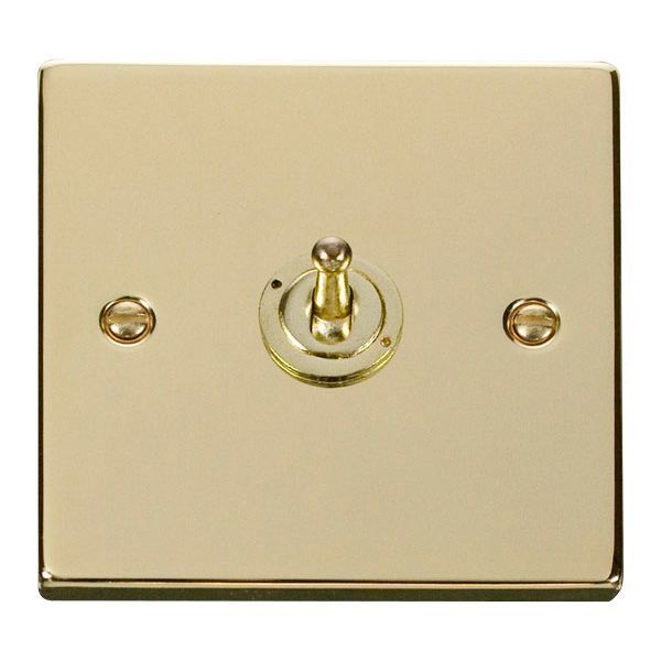 Click VPBR421 Deco Polished Brass 1 Gang 10AX 2 Way Dolly Toggle Switch