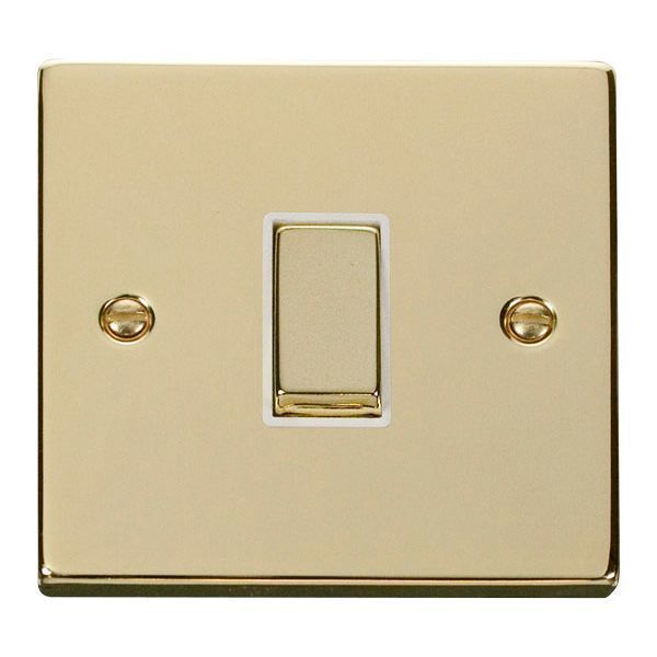Click VPBR425WH Deco Polished Brass Ingot 1 Gang 10AX Intermediate Plate Switch - White Insert