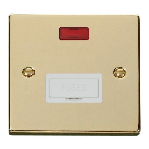 Click VPBR653WH Deco Polished Brass 13A Neon Fused Spur Unit - White Insert